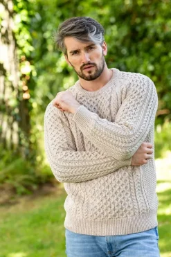 Fisherman Aran Sweater Parsnip Merino Wool