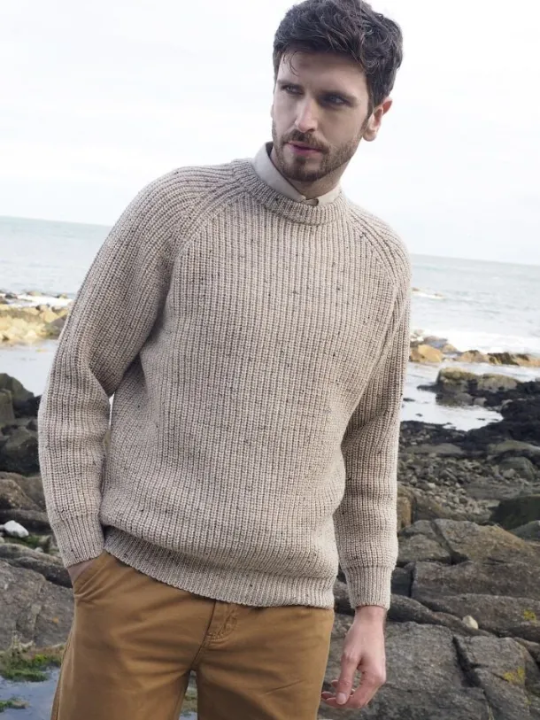 Fisherman Rib Crew Oatmeal Fleck