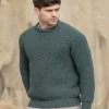 Fisherman Ribbed Crew Moss Green