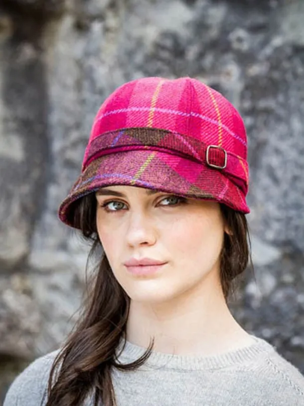 Flapper Cap Pink Check - colour no. 223A One Size