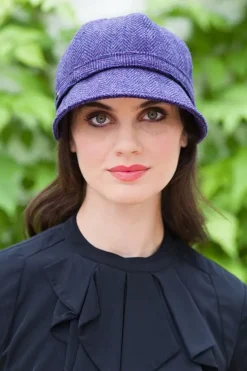 Flapper Cap Purple Herringbone One Size Colour 213