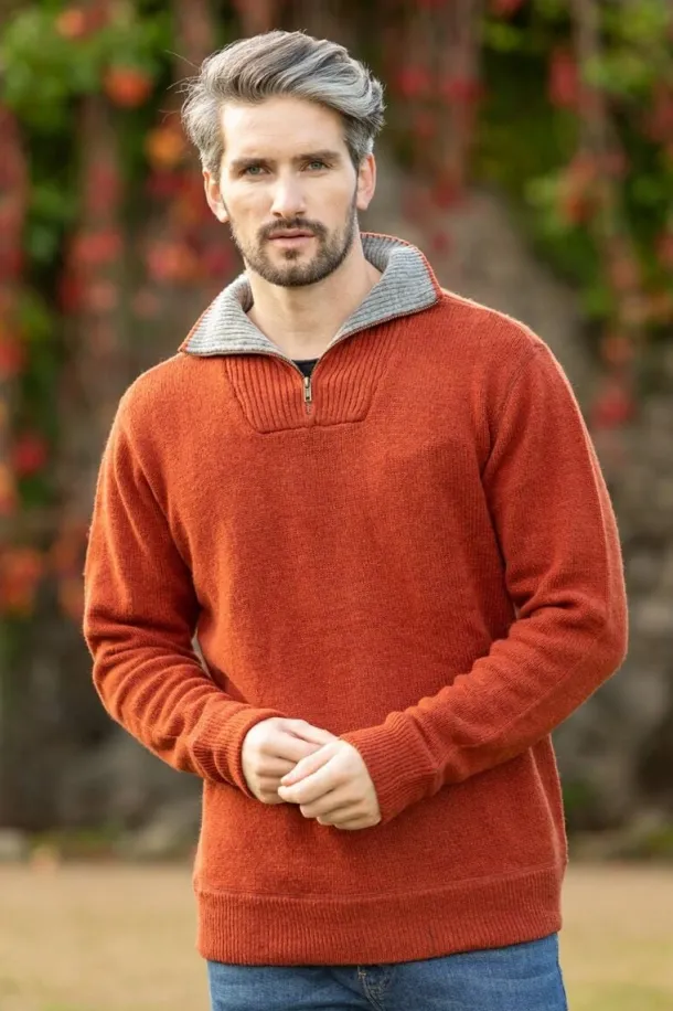 Half Zip Lambswool Sweater Russet