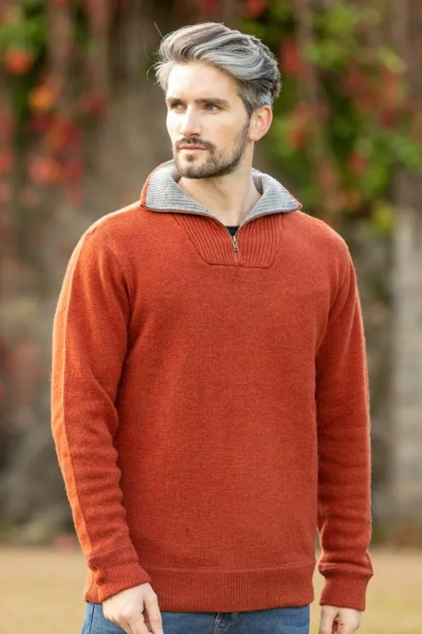 Half Zip Lambswool Sweater Russet