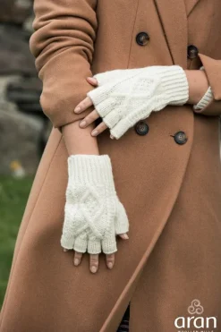 Hand Knit Fingerless Aran Gloves