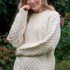 Handknit Aran Sweater Merino Wool Natural