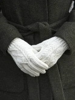 Handknit Aran Wool Gloves Unisex