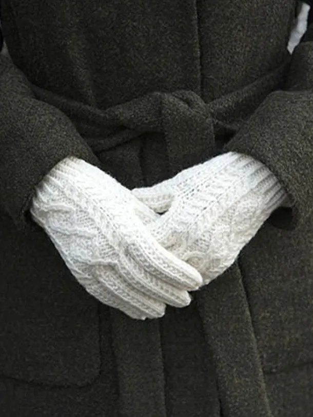 Handknit Aran Wool Gloves Unisex