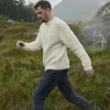 Handknit Irish Aran Fisherman Sweater NATURAL
