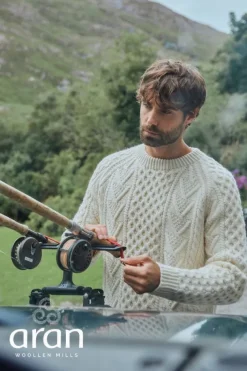 Handknit Irish Aran Fisherman Sweater NATURAL