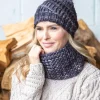 Handmade in Ireland - Snood and Bobble Hat Set - Grey