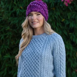 Handmade in Ireland - Super Soft Merino Wool Hat Purple
