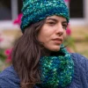 Handmade in Ireland - Supersoft Hat with snood set - Teal
