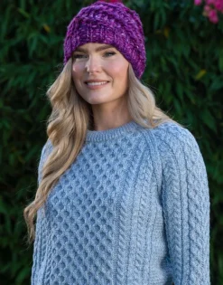 Handmade in Ireland - Super Soft Merino Wool Hat Purple