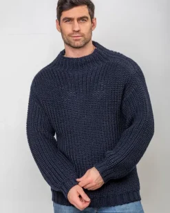 Heavy Ribbed Merino Wool Sweater Navy