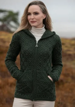 Honeycomb Hooded Cardigan Army Green