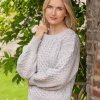 Honeysuckle Cropped Aran Sweater Silver Marl