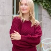 Honeysuckle Cropped Aran Sweater Claret