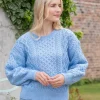 Honeysuckle Cropped Aran Sweater Morning Sky
