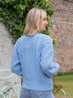 Honeysuckle Cropped Aran Sweater Morning Sky