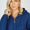 Hooded Zip Coat - Blue Marl