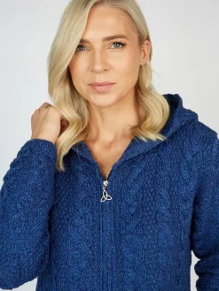 Hooded Zip Coat - Blue Marl