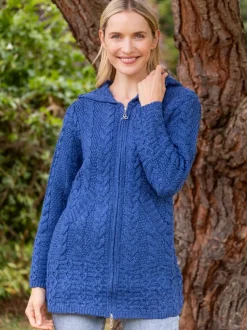 Hooded Zip Coat - Blue Marl