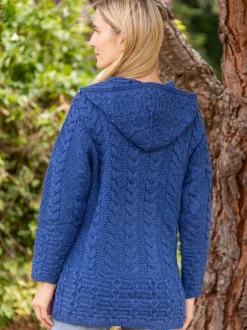 Hooded Zip Coat - Blue Marl