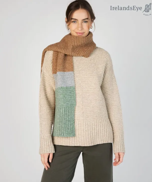 IrelandsEye Knitwear u2018Elderu2019 Contrast Panel Scarf