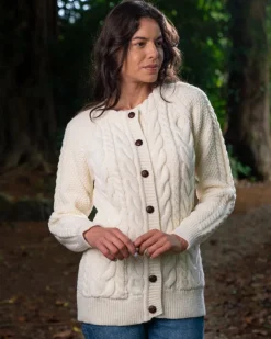 Irish Aran Cardigan Natural