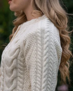 Irish Aran Cardigan Natural