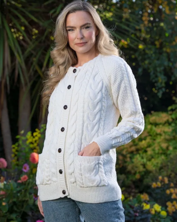 Irish Aran Cardigan Natural