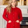 Irish Aran Cardigan Red