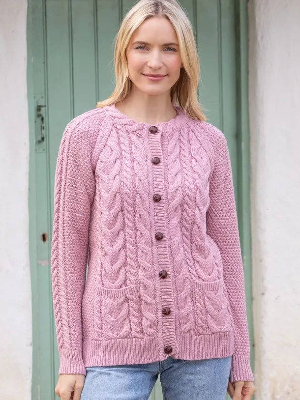 Irish aran Cardigan Rose