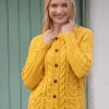 Irish Aran Cardigan Yellow