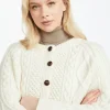 Irish Aran Handknit Lumber Cardigan Natural