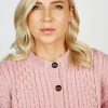 Irish Aran Lumber Cardigan Rose 1505