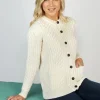 Irish Aran Lumber Cardigan Natural