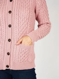 Irish Aran Lumber Cardigan Rose 1505