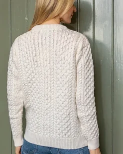 Irish Aran Lumber Cardigan Natural