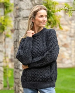 Irish Aran Unisex Sweater Charcoal