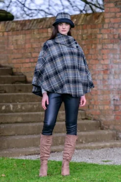 Irish Tweed Poncho Grey / Black Mix col.21