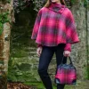 Irish Tweed Poncho Pink Check 223