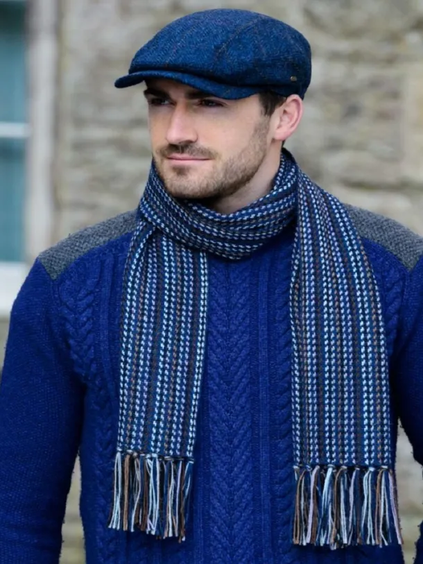 Kerry Peak Cap Blue Herringbone Col: 34