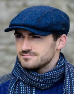 Kerry Peak Cap Blue Herringbone Col: 34