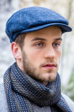 Kerry Peak Cap Blue Herringbone Col: 34