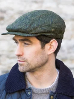 Kerry Peak Cap Green Herringbone 27