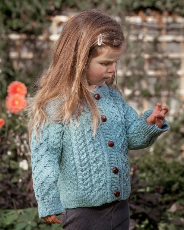 Kids Aran Cardigan AQUA