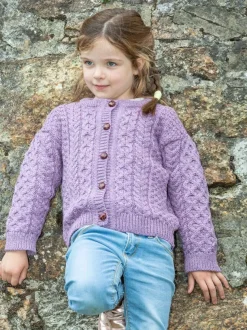 Kids Aran Cardigan Lavander