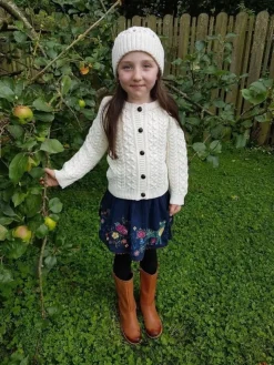 Kids Aran Cardigan Natural