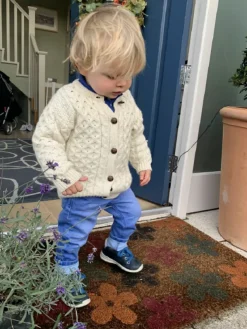 Kids Aran Cardigan Natural